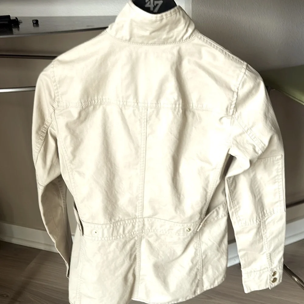 J Crew Cotton Utility Jacket Size XXS Khaki Gold Accents Lightweight